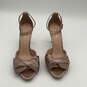 Womens Bridal Bow Brown Leather Open Toe Stiletto Pump Heels Size 10.5 B image number 5