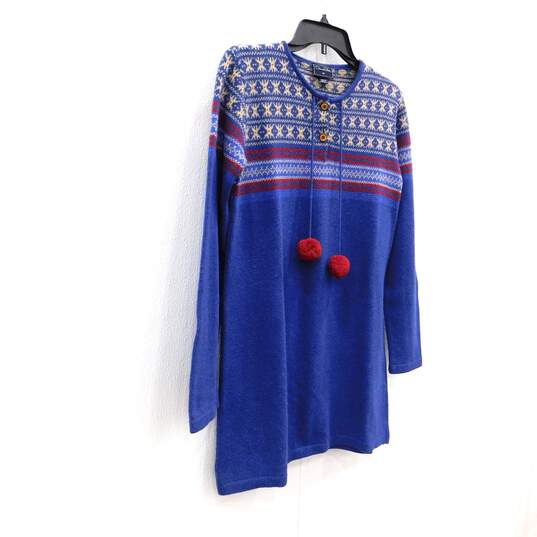 Oscar De La Renta 100% Virgin Wool Blue Sweater Girl's Youth Dress Size 14Y image number 3