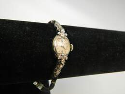 Vintage Lady Elgin 14K White Gold Diamond Accent Case 21 Jewels Black Cord Wrist Watch 12.2g