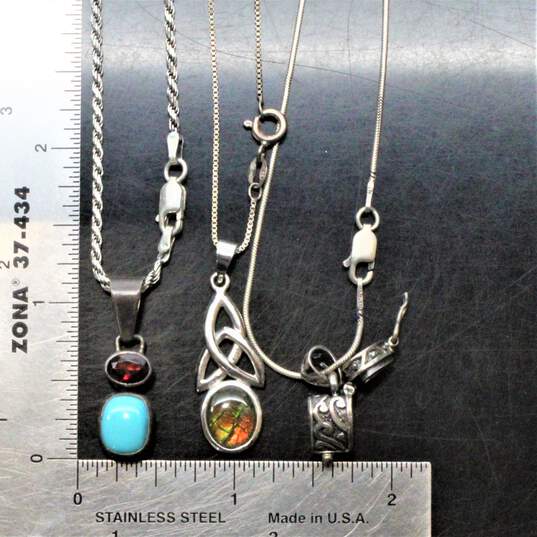 Bundle of 3 Sterling Silver Pendant Necklaces - 20.5g image number 6