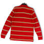 Mens Red Yellow Striped Long Sleeve Spread Collar Polo Shirt Size X-Large image number 2