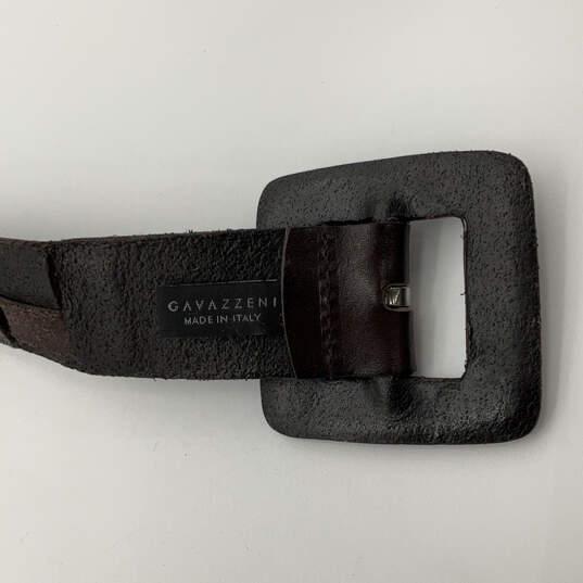 Mens Brown Black Leather Textured Buckle Adjustable Fashion Belt Size 95 image number 3