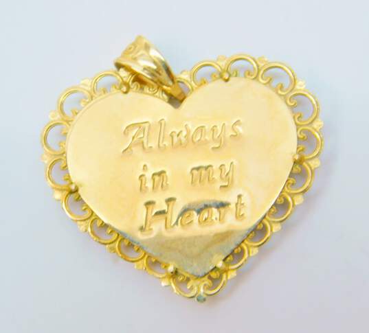10K Two Tone Gold Love Always In My Heart Pendant 1.6g image number 3