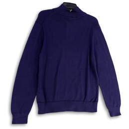 NWT Womens Blue Mock Neck Quarter-Zip Long Sleeve Pullover Sweater Size M alternative image