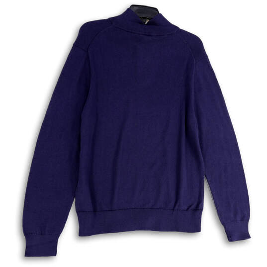 NWT Womens Blue Mock Neck Quarter-Zip Long Sleeve Pullover Sweater Size M image number 2