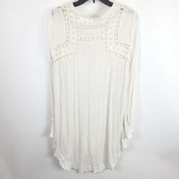 Free People White Lace Crinkle Long Sleeve Dress XS alternative image