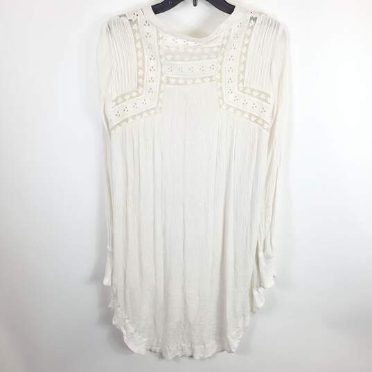 Free People White Lace Crinkle Long Sleeve Dress XS image number 2