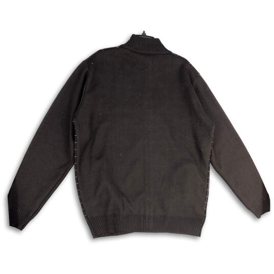 NWT Mens Black Mock Neck Tight Knit Welt Pocket Full-Zip Sweater Size XXL image number 2