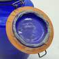 Crownford Giftware 4 Qt. Blue Flip Top Glass Jar Made in Italy 1979 image number 5