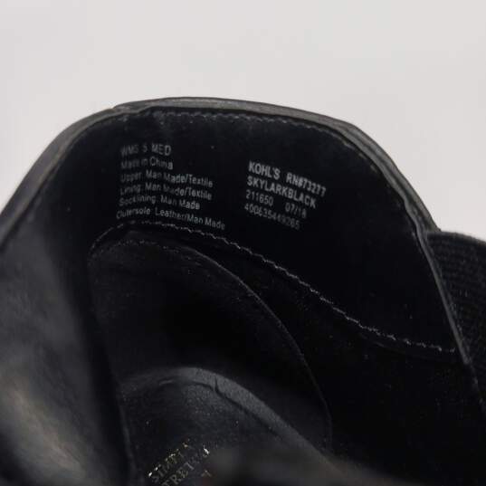 Womens Kohls Skylark Black Leather Side Zip Block Heel Ankle Booties Size 5M image number 6