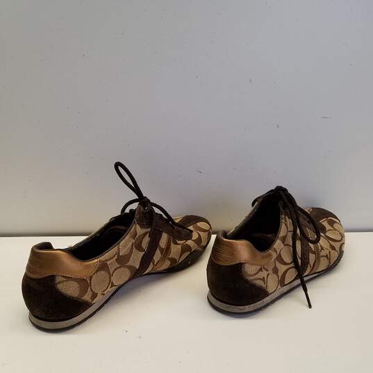 COACH Katelyn Tan Brown Signature Print Canvas Lace Up Sneakers Size 7 M image number 4