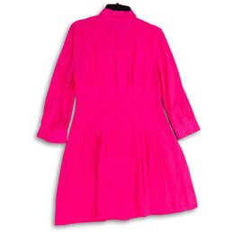 Womens Pink Pleated Spread Collar Long Sleeve Shirt Dress Size 6 alternative image