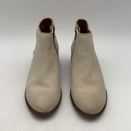 Frye Womens Carson Piping Off-White Brown Leather Side Zip Ankle Boots Size 7.5M