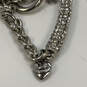 Designer Juicy Couture Silver-Tone Rhinestone Toggle Link Chain Bracelet image number 4