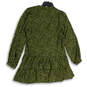 NWT Womens Green Leopard Print Tiered Long Sleeve Pullover Mini Dress Sz S image number 2