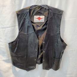 Bike Star Motorcycle Apparel Genuine Leather Full Button Vest Size XL