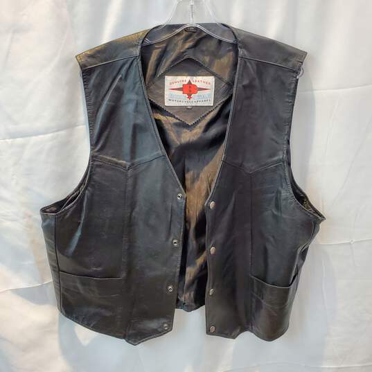 Bike Star Motorcycle Apparel Genuine Leather Full Button Vest Size XL image number 1