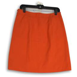NWT Womens Orange Flat Front Stretch Slash Pocket Side Zip A-Line Skirt Size 6 alternative image