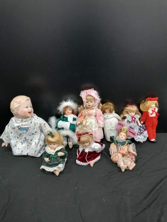 9PC Assorted Porcelain Doll Bundle image number 1