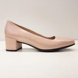 ECCO Nude Leather Classic Pump Block Heels Shoes Size 39 alternative image