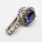 Sterling Silver 10K White Gold Accent Sapphire & CZ Pendant - 1.44g image number 3