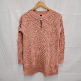NWT J. Crew WM's Cable Knit Wool Blend Crewneck Pink Sweater Size XXS