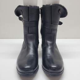 Collections Black Leather/Shearling Lined Buckle Boots Side Zip Women's Size 41 alternative image