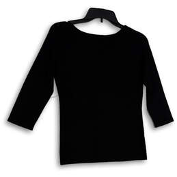 NWT Womens Black Stretch V-Neck Long Sleeve Pullover Blouse Top Size Small alternative image