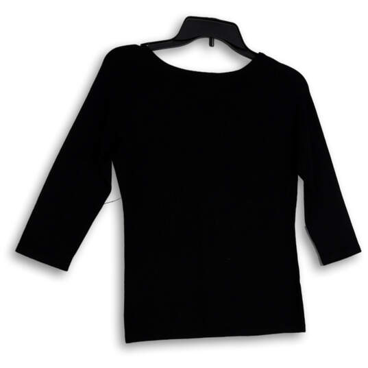 NWT Womens Black Stretch V-Neck Long Sleeve Pullover Blouse Top Size Small image number 2