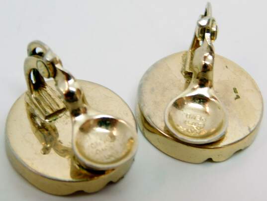 Vintage Coro Pat Pending Gold Tone Ridged Clip-On Earrings 15.6g image number 2