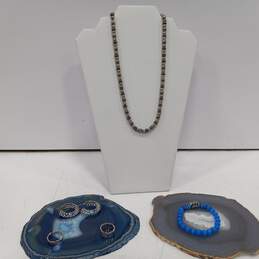 Blue and Silver Tones Fashion Jewelry Set