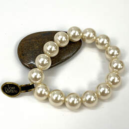 Designer Joan Rivers White Pearl Elastic Band Beaded Bracelet With Box