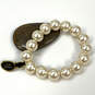 Designer Joan Rivers White Pearl Elastic Band Beaded Bracelet With Box image number 1