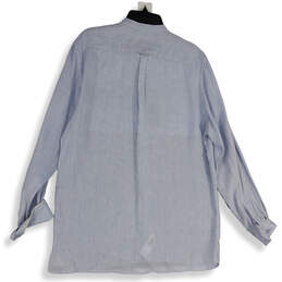 NWT Mens Blue Linen Long Sleeve Collared Classic Button-Up Shirt Size 4 alternative image