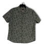 Mens Gray Floral Short Sleeve Mesh Collared Button-Up Shirt Size Large image number 1