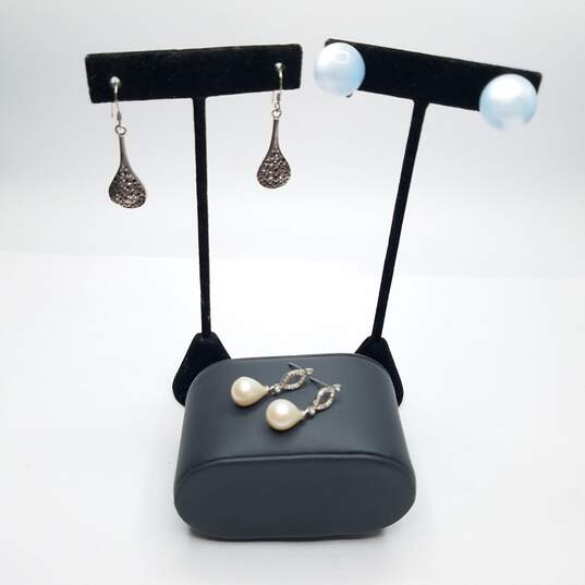 Sterling Silver Assorted Gemstone Earring Bundle 3pcs 13.6g image number 1