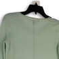 Womens Green Knitted V-Neck Long Sleeve Hi-Low Hem Pullover Sweater Size S image number 4