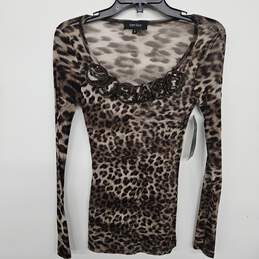 Cheetah Print Rose Neckline Blouse