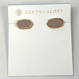 NWT Designer Kendra Scott Gold-Tone Druzy Oval Shape Classic Stud Earrings alternative image