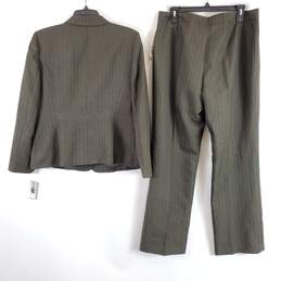 Kasper Women Green Striped Pants Suit Sz 12P NWT alternative image