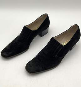 Salvatore Ferragamo Black Suede Heeled Loafers alternative image