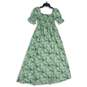 Zuimoaes Womens White Green Floral Square Neck Smocked Pullover Maxi Dress Sz S image number 2