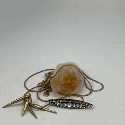 Designer J. Crew Gold-Tone Crystal Cut Stone Reversible Pendant Necklace