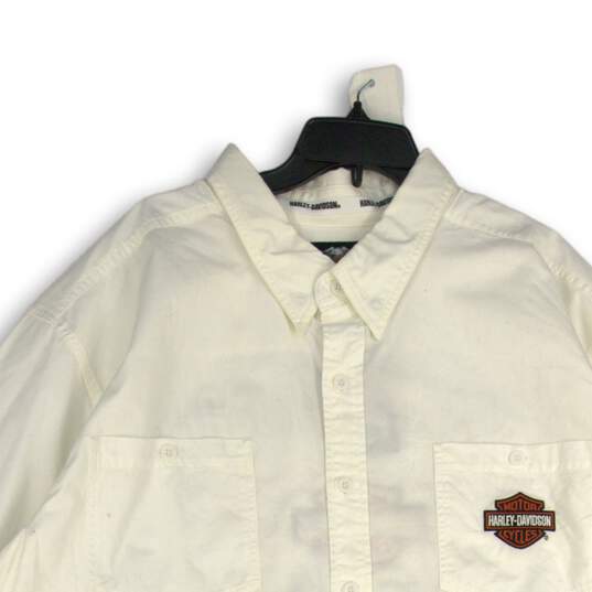 Genuine MotorClothes Harley Davidson Mens White Button-Up Shirt Size 4XL image number 3