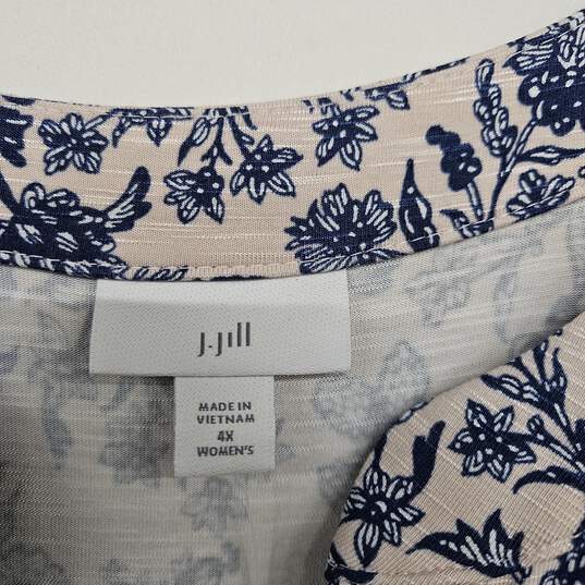 J. JILL Blue Pink Floral Print Sleeveless Dress image number 5