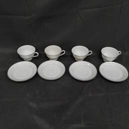 8 Piece Bundle of White Harmony House Fine China Teacups and Saucers