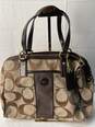 Certified Authentic Coach Brown and Tan w/Leather Trim Handbag image number 2