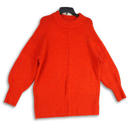 Womens Red Knitted Crew Neck Long Sleeve Pullover Sweater Size Large