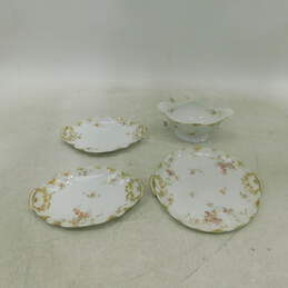 Limoges Assorted Plates Trays Gravy Boat Floral Pattern France
