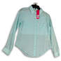 NWT Womens Blue Long Sleeve Point Collar Pockets Button-Up Shirt Size XS image number 1